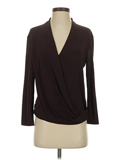 Pre-owned Mm. Lafleur 3/4 Sleeve Top Brown Plunge Neckline Tops