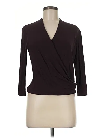 Pre-owned Mm. Lafleur 3/4 Sleeve Top Brown Plunge Neckline Tops