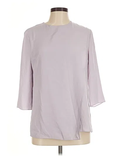 Pre-owned Mm. Lafleur 3/4 Sleeve Top Purple Solid Pattern Crew Neck Tops