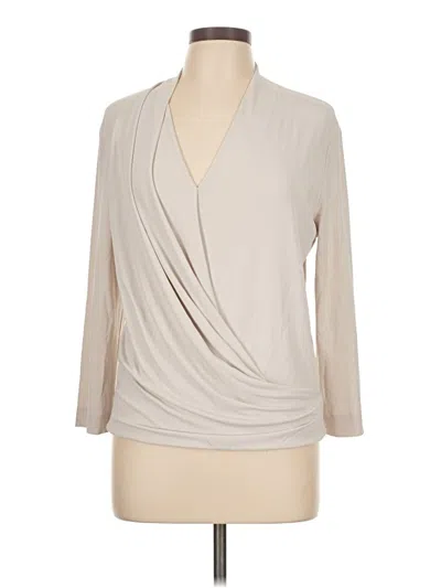 Pre-owned Mm. Lafleur 3/4 Sleeve Top Tan Cowl Neck Tops In Brown
