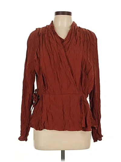Pre-owned Mm. Lafleur Long Sleeve Blouse In Brown