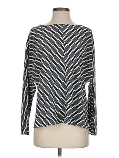 Pre-owned Mm. Lafleur Long Sleeve Silk Top Blue Boatneck Tops