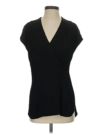 Pre-owned Mm. Lafleur Short Sleeve Top Black Plunge Neckline Tops