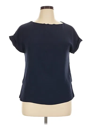 Pre-owned Mm. Lafleur Short Sleeve Top Blue Keyhole Neckline Tops