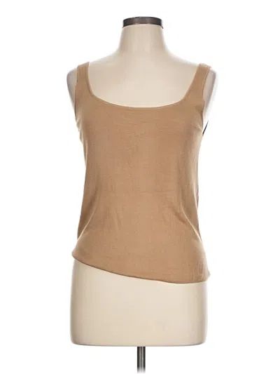 Pre-owned Mm. Lafleur Sleeveless Top Tan Scoop Neck Tops In Brown