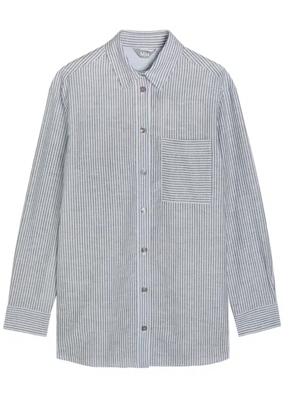 Mm Lululo Striped Linen-blend Shirt In Blue