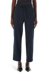 Mm Mara Stretch Cotton Drawstring Ankle Pants In Navy
