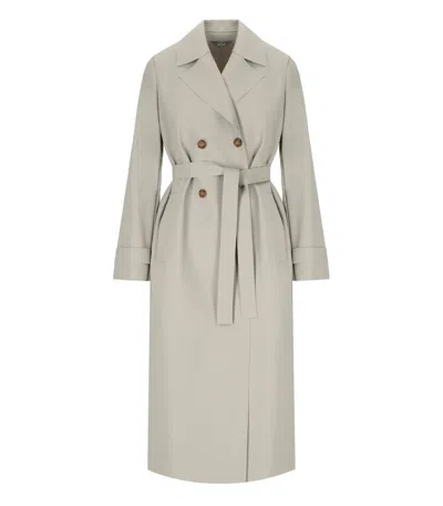 Mm Max Mara Cedro Light Beige Trench Coat In Gray