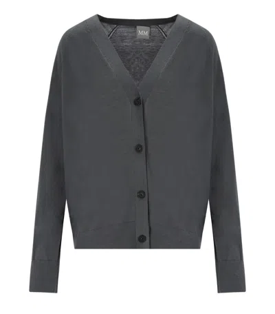 Mm Max Mara Clarino Grey Cardigan In Black