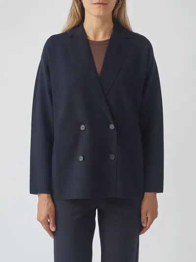 Mm Max Mara Coat Woman Color Navy In Blue