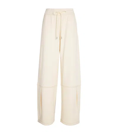 Mm Max Mara Cotton-blend Wide-leg Sweatpants In Neutral