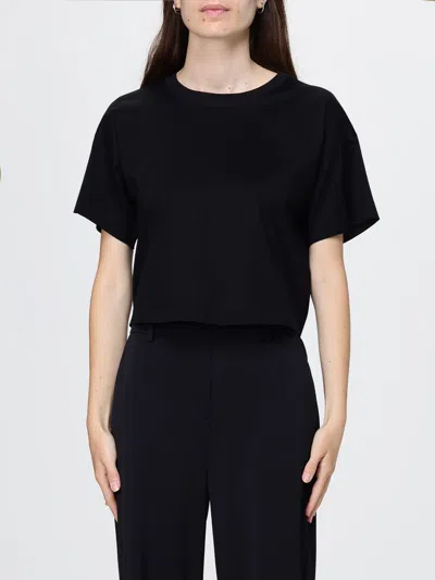 Mm Max Mara Cotton Crop T-shirt In Black