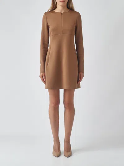 Mm Max Mara Dress Woman Color Camel In Brown