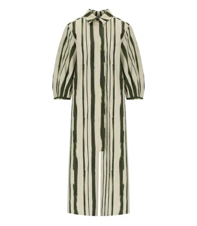 Mm Max Mara Falda Cream Green Shirt Dress