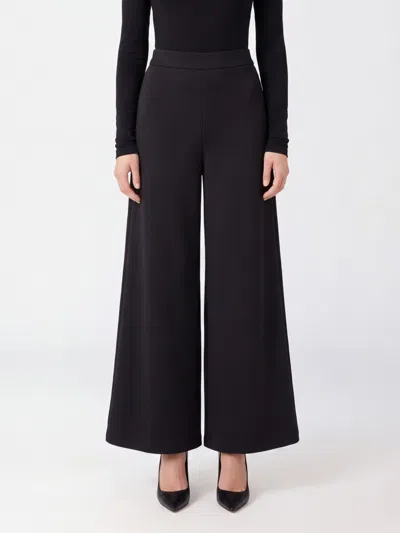 Mm Max Mara High-waisted Technical Jersey Wide-leg Trousers With Side Zip In Black