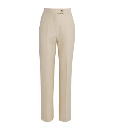 Mm Max Mara Jersey Ulivo Straight Trousers In White