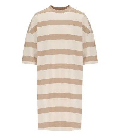 Mm Max Mara Mela Beige Striped Dress In Neutral