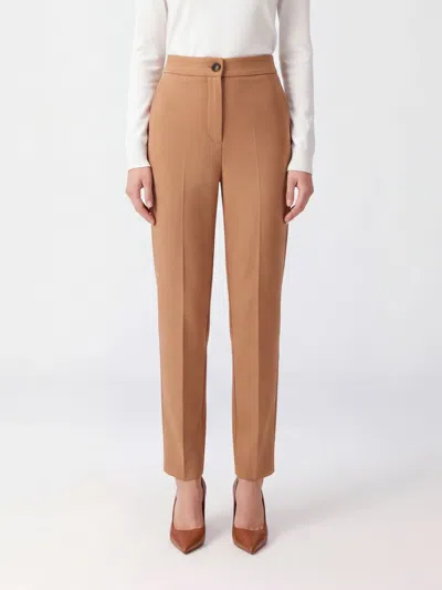 Mm Max Mara Mid-rise Slim-fit Cropped Technical Jersey Trousers In Brown