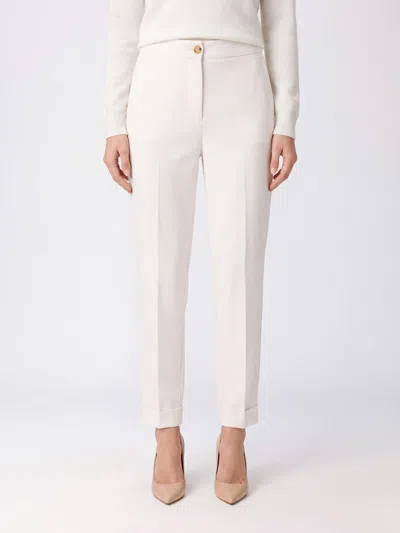 Mm Max Mara Mid-rise Slim-fit Cropped Technical Jersey Trousers In White