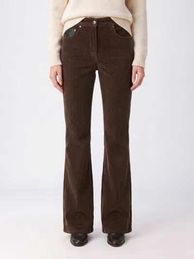 Mm Max Mara Pants Woman Color Dark In Brown
