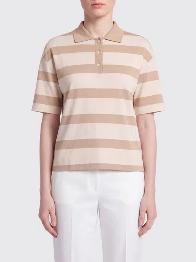 Mm Max Mara Polo Shirt  Woman Color Ivory In Brown