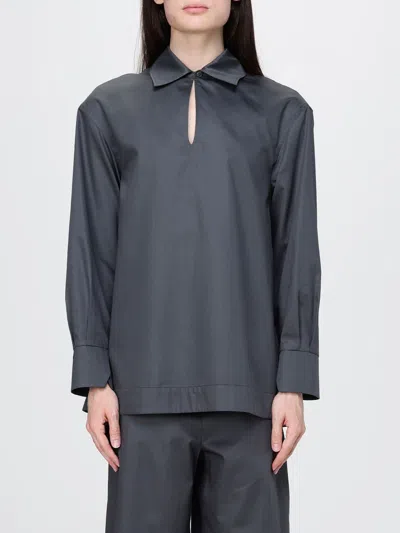 Mm Max Mara Cotton Poplin Blouse In Brown