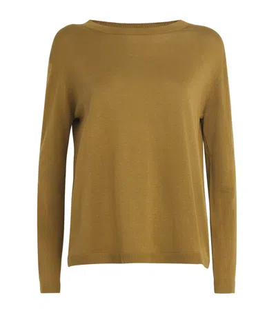 Mm Max Mara Silk-cotton Arca Sweater In Green