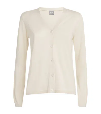 Mm Max Mara Silk-cotton Efedra Cardigan In White