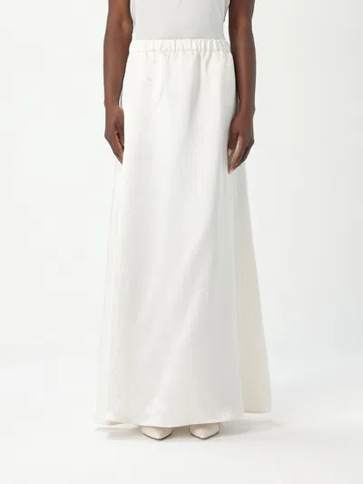 Mm Max Mara Satin Maxi Skirt In White