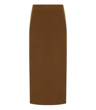 Mm Max Mara Sonni Brown Knitted Skirt