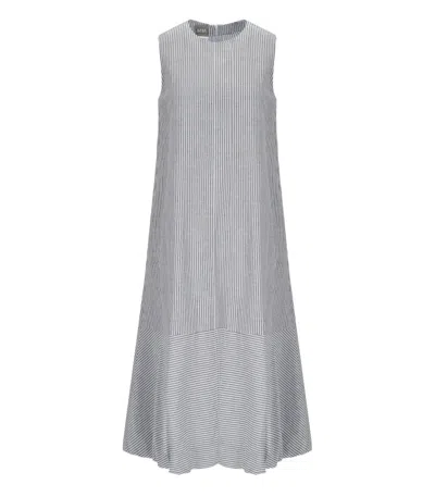 Mm Max Mara Sorriso Striped Long Dress In Gray