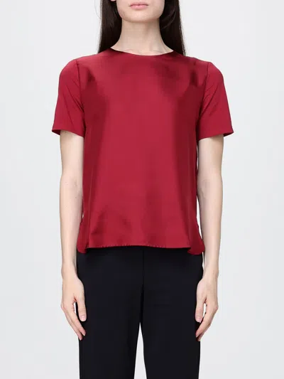 Mm Max Mara Satin Blouse In Red