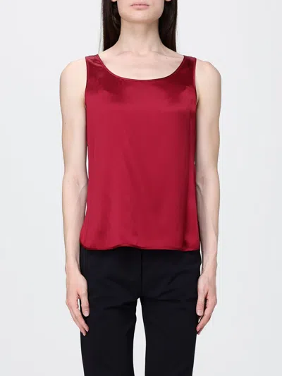 Mm Max Mara Satin Top In Burgundy