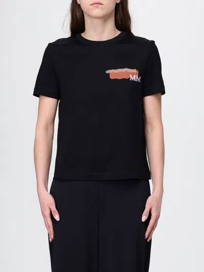 Mm Max Mara Printed Cotton T-shirt In Black