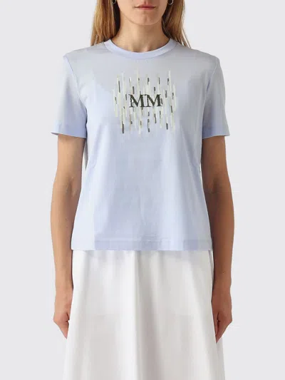 Mm Max Mara Printed Cotton T-shirt In Blue