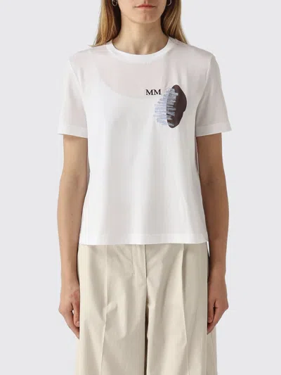 Mm Max Mara Printed Cotton T-shirt In White