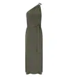 Mm Max Mara Verbena Khaki Green One-shoulder Dress In Green