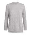 Mm Max Mara Virgin Wool Cable-knit Sweater In Gray