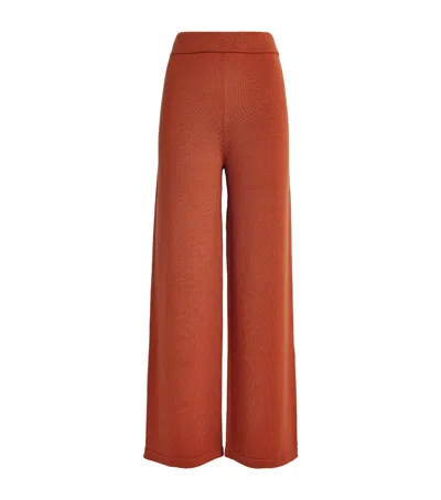 Mm Max Mara Virgin Wool Knitted Trousers In Red