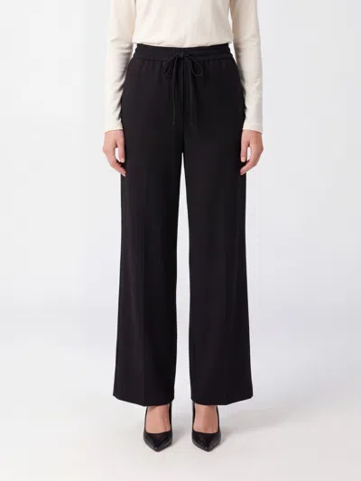 Mm Max Mara Wide-leg Jersey Jogging Trousers With Drawstring Waist In Black