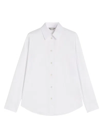 Mm Max Mara Women's Cotton Satin Shirt In White