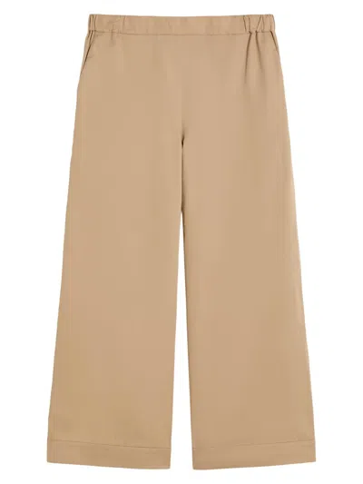 Mm Max Mara Women's Cotton Satin Trousers In Brown