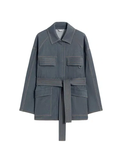 Mm Max Mara Women's Denim Jersey Saharan Jacket In Blue