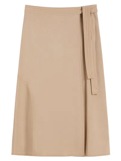 Mm Max Mara Women's Denim Look Jersey Wrap Skirt In Brown