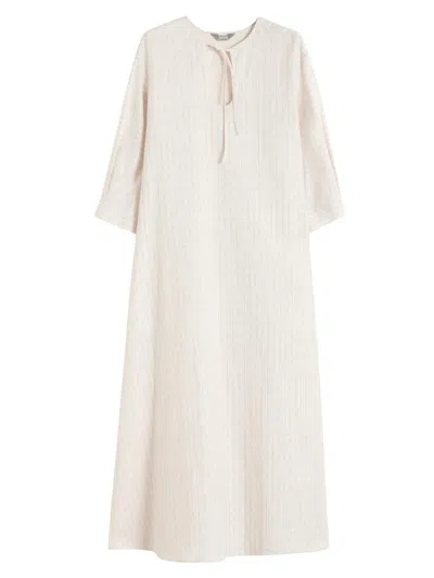 Mm Max Mara Women's Linen And Cotton Maxi Kaftan Dress In White
