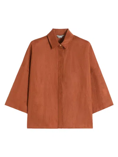 Mm Max Mara Women's Linen Canvas Boxy Shirt In Brown