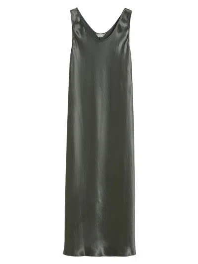 Mm Max Mara Women's Long Satin Dress In Gray