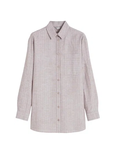 Mm Max Mara Women's Mannish Linen And Cotton Shirt In Brown