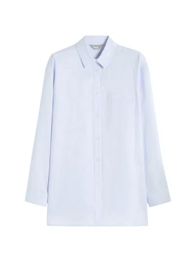 Mm Max Mara Women's Oversized Linen Canvas Shirt In Blue