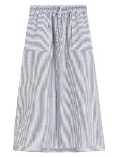 Mm Max Mara Women's Pinstripe Linen Canvas Skirt In Blue